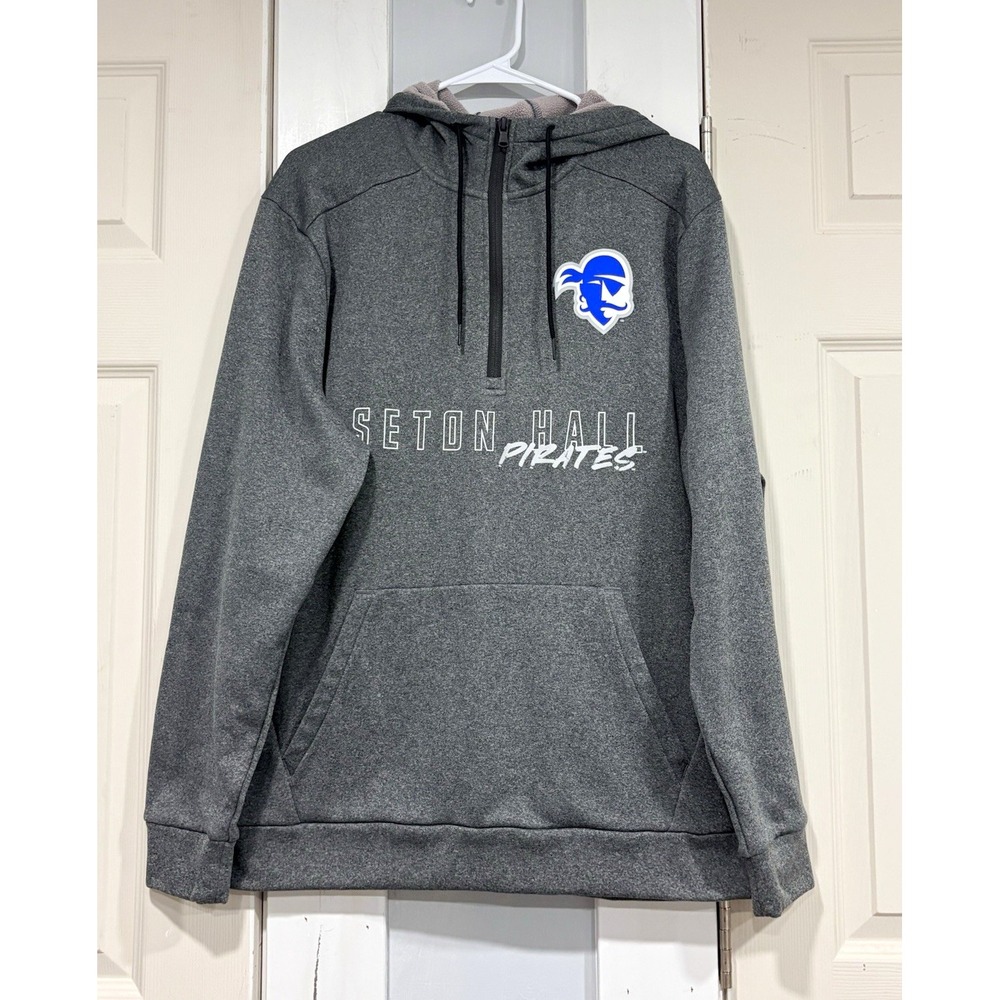 Under Armour Seton Hall Pirates Gray Sherpa Lined Pullover Hoodie Sweatshirt L
